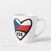 Landcode Tsjechië Vlag Hart, CZE Latte Mok (Rechts)
