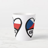 Landcode Tsjechië Vlag Hart, CZE Latte Mok (Voorkant)