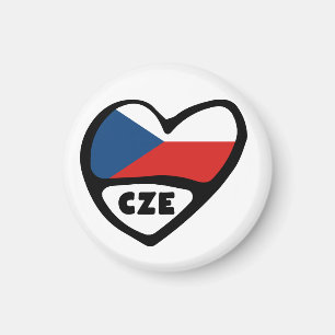 Landcode Tsjechië Vlag Hart, CZE Magneet