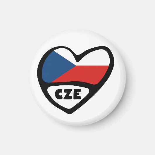 Landcode Tsjechië Vlag Hart, CZE Magneet (Voorkant)