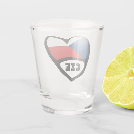 Landcode Tsjechië Vlag Hart, CZE Shot Glas (Achterkant)