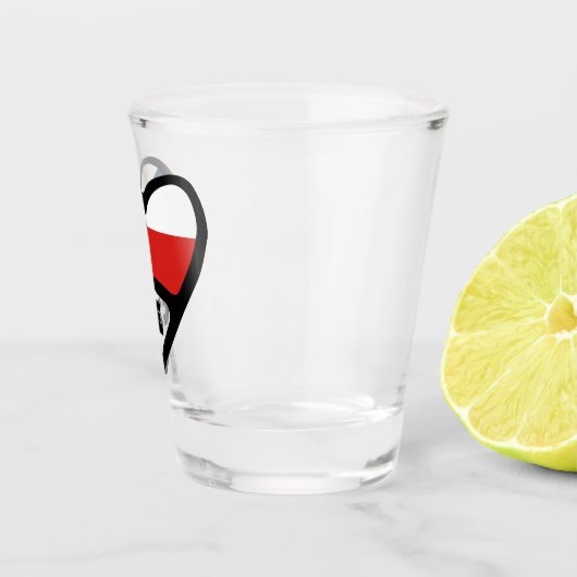 Landcode Tsjechië Vlag Hart, CZE Shot Glas (Rechts)