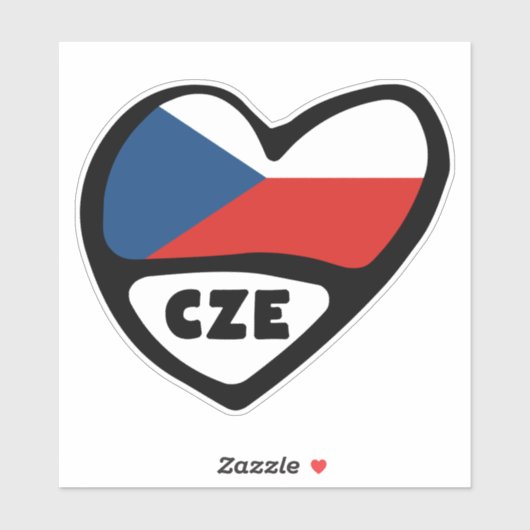 Landcode Tsjechië Vlag Hart, CZE Sticker (Vel)