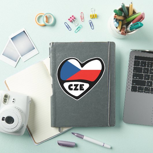 Landcode Tsjechië Vlag Hart, CZE Sticker (iPad Cover)