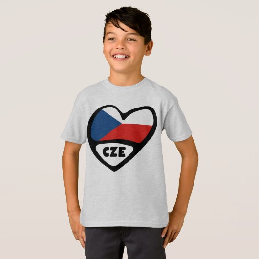 Landcode Tsjechië Vlag Hart, CZE T-shirt (Voorkant volledig)