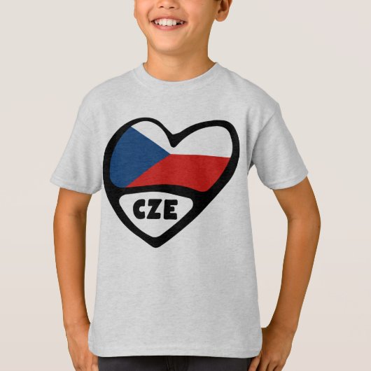 Landcode Tsjechië Vlag Hart, CZE T-shirt (Voorkant)
