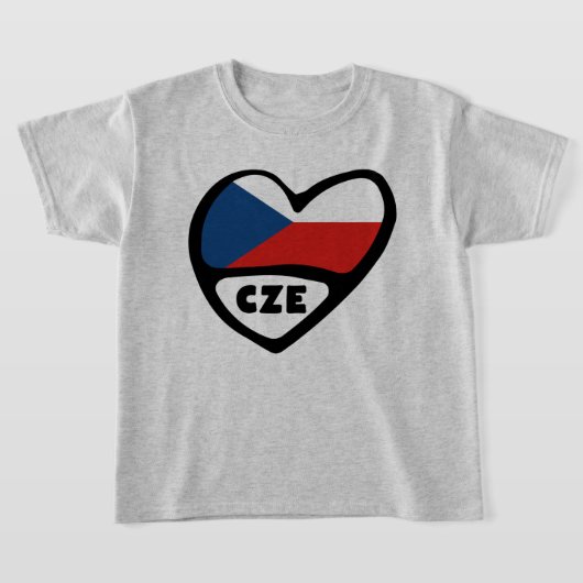Landcode Tsjechië Vlag Hart, CZE T-shirt (Laagn)