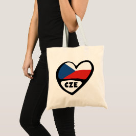 Landcode Tsjechië Vlag Hart, CZE Tote Bag
