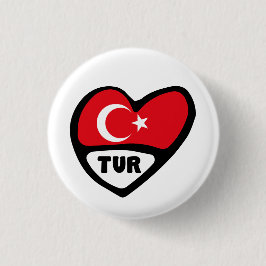 Landcode Turkije Vlag Hoorsteenpas Pin Badge, TUR Ronde Button 3,2 Cm