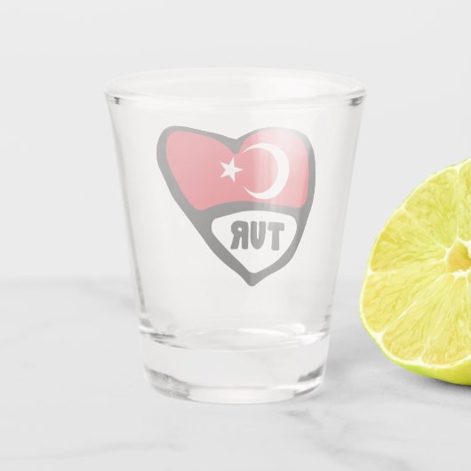 Landcode Turkije Vlaggenkop TUR Shot Glas (Achterkant)