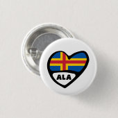 Landcode van de Åland-eilanden Vlag Hart Pin Badge Ronde Button 3,2 Cm (Voorkant /achterkant)