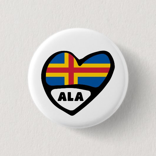Landcode van de Åland-eilanden Vlag Hart Pin Badge Ronde Button 3,2 Cm (Voorkant)