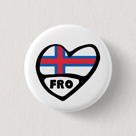 Landcode van de Faeröer — Vlaggenhoofdpasje Ronde Button 3,2 Cm (Voorkant)