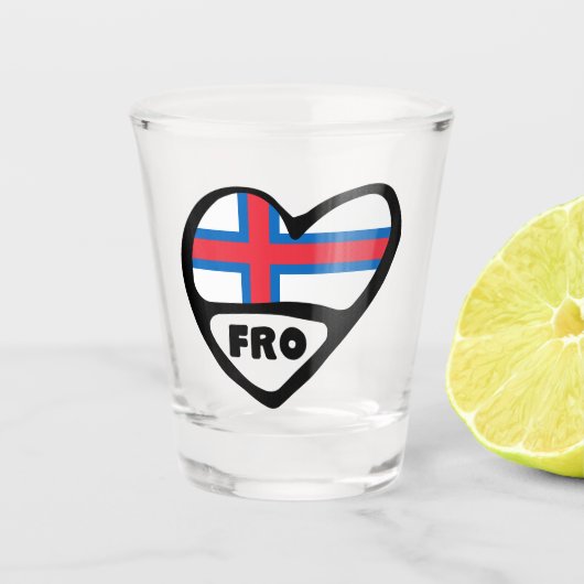 Landcode van de Faeröer Vlaggenkop, FRO Shot Glas (Voorkant)