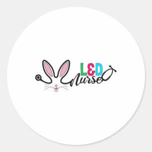 Landd Nurse Bunny Pasen Stethoscoop Bevalling En V Ronde Sticker