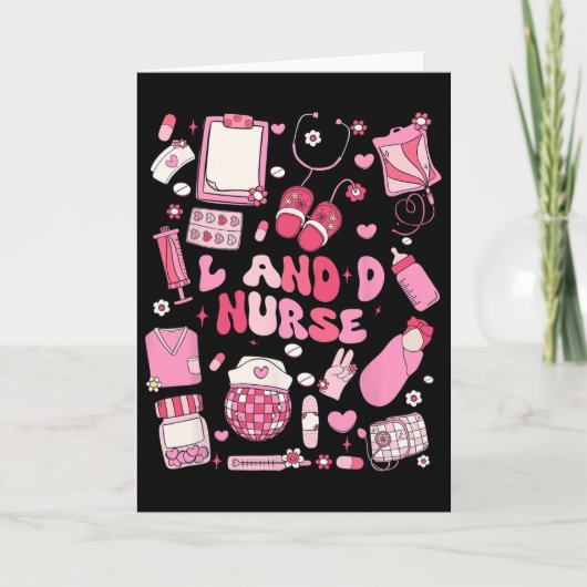Landd-verpleegster Valentine Hearts Arbeid Bevalli Kaart (Voorkant)