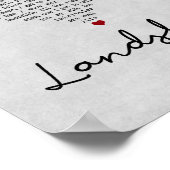 Landdia Gray Heart Song Lyric Wall Art Afdrukken Poster (Hoek)