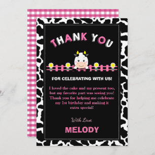 Landdieren 1e verjaardag van het meisje van de wer bedankkaart