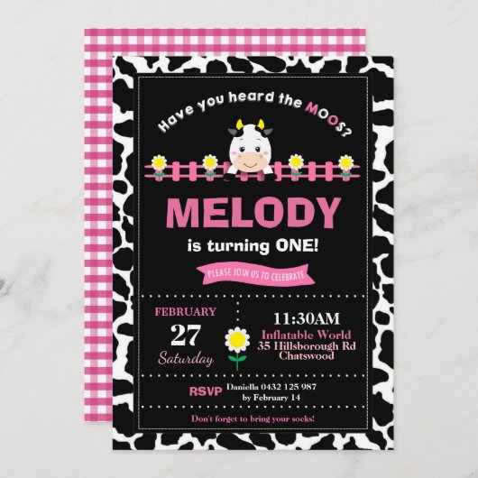 Landdieren 1e verjaardag van het meisje van de wer kaart (Voorkant / Achterkant)