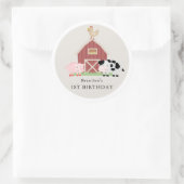 Landdieren Barnyard Beige Birthday Ronde Sticker (Tas)