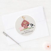Landdieren Barnyard Beige Birthday Ronde Sticker (Envelop)