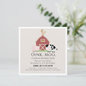 Landdieren Barnyard Beige Birthday Square Kaart (Staand voorkant)