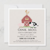 Landdieren Barnyard Beige Birthday Square Kaart (Voorkant)