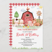 Landdieren Barnyard Birthday Invitation Kaart (Voorkant / Achterkant)
