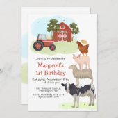 Landdieren Barnyard Birthday Invitation Kaart (Voorkant / Achterkant)