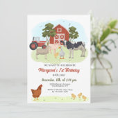 Landdieren Barnyard Birthday Invitation Kaart (Staand voorkant)