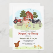 Landdieren Barnyard Birthday Invitation Kaart (Voorkant / Achterkant)