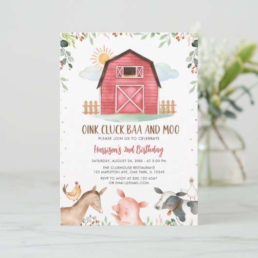 Landdieren Barnyard Boy Birthday Kaart (Staand voorkant)