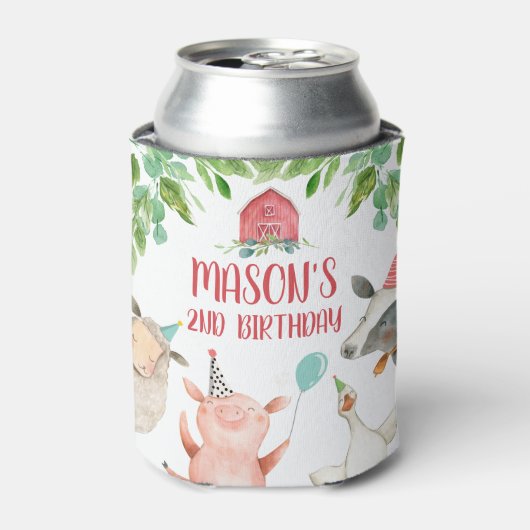 Landdieren Barnyard Boy Farmhouse Red Koe Pig Blikjeskoeler (Blikje Voorkant)