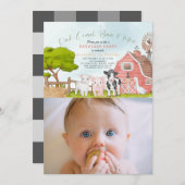 Landdieren Barnyard Foto 1st Birthday Kaart (Voorkant / Achterkant)