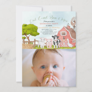 Landdieren Barnyard Foto 1st Birthday Kaart