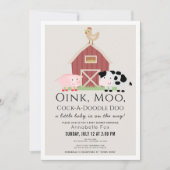 Landdieren Barnyard Gingham Beige Baby shower Kaart (Voorkant)