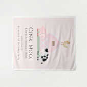 Landdieren Barnyard Girl Pink Birthday Welkom Wandkleed (Voorkant (horizontaal))