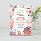 Landdieren Barnyard Oink Baa Moo Birthday Kaart (Staand voorkant)