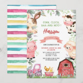 Landdieren Barnyard Oink Baa Moo Birthday Kaart (Voorkant / Achterkant)