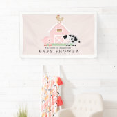 Landdieren Barnyard Pink Baby shower Welkomstwoord Spandoek (Insitu)