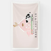 Landdieren Barnyard Pink Baby shower Welkomstwoord Spandoek (Verticaal)