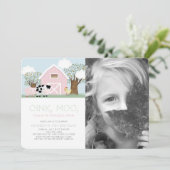 Landdieren Barnyard Pink Barn Birthday Foto Kaart (Staand voorkant)