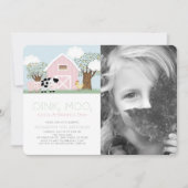 Landdieren Barnyard Pink Barn Birthday Foto Kaart (Voorkant)