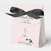Landdieren Barnyard Pink Girl Birthday Bedankdoosjes (Voorkant Zijde)