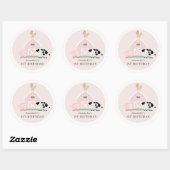 Landdieren Barnyard Pink Girl Birthday Ronde Sticker (Vel)