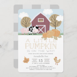 Landdieren Barnyard Pumpkin Baby shower Kaart