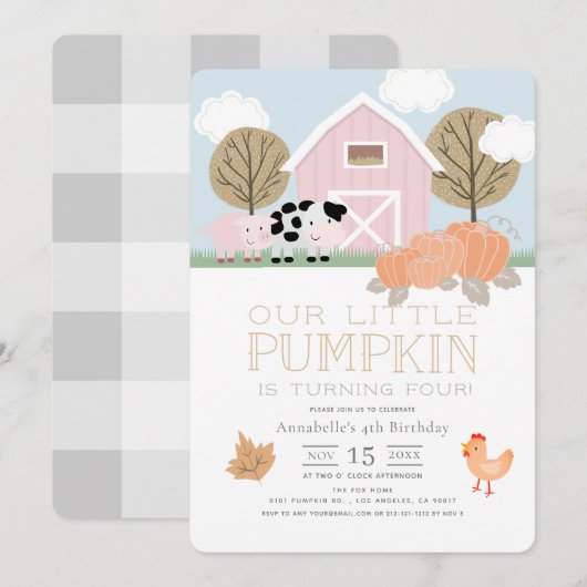 Landdieren Barnyard Pumpkin Patch Birthday Kaart (Voorkant / Achterkant)