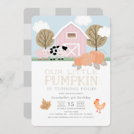 Landdieren Barnyard Pumpkin Patch Birthday Kaart