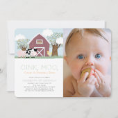 Landdieren Barnyard Red Barn 1e verjaardag Foto Kaart (Voorkant)