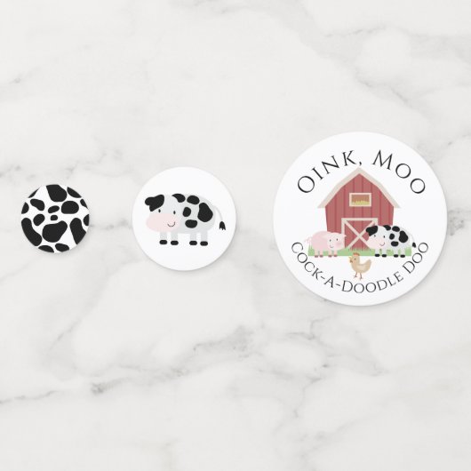 Landdieren Barnyard White Birthday Confetti (Achterkanten)